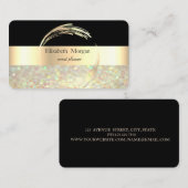 Elegant Modern Striped Black, Glitzer Bokeh Visitenkarte (Vorne/Hinten)