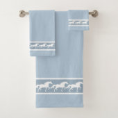 Elegant, Modern, Stylish Horses on Wondrous Blue Badhandtuch Set (Insitu)