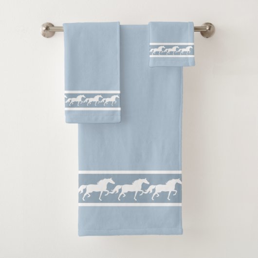 Elegant, Modern, Stylish Horses on Wondrous Blue Badhandtuch Set (Insitu)