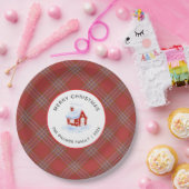 Elegant Modern Tartan Plaid Christmas Family Pappteller (Party)