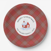 Elegant Modern Tartan Plaid Christmas Family Pappteller (Vorderseite)