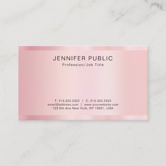 Elegant Modern Template Rose Gold Professional Visitenkarte (Vorderseite)