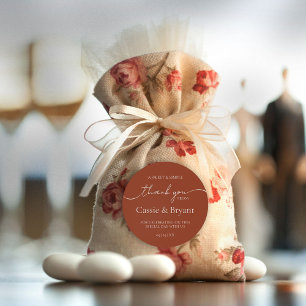 Elegant Modern Terracotta Boho Wedding Vielen Dank Runder Aufkleber