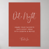 Elegant & Modern Terracotta Date night ideas sign Poster (Vorne)