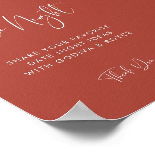 Elegant & Modern Terracotta Date night ideas sign Poster (Ecke)