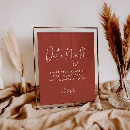 Elegant & Modern Terracotta Date night ideas sign Poster