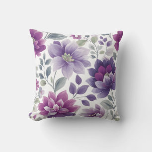 Elegant Modern Trendig Stylisch Lila Weiß Floral Kissen
