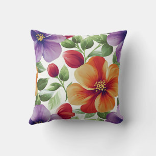 Elegant Modern Trendig Stylisch Rot Orange Floral Kissen