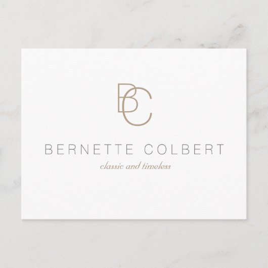 Elegant Modern Two Initial Monogram Postcard Postkarte (Vorderseite)