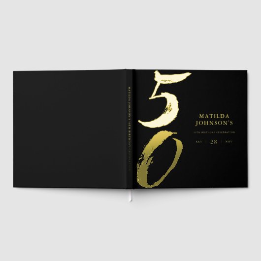 Elegant Modern Typography 50th Birthday Gästebuch (Voll)