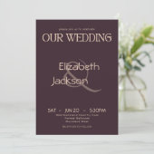 Elegant Modern Typography Plum Noir Wedding Einladung (Stehend Vorderseite)
