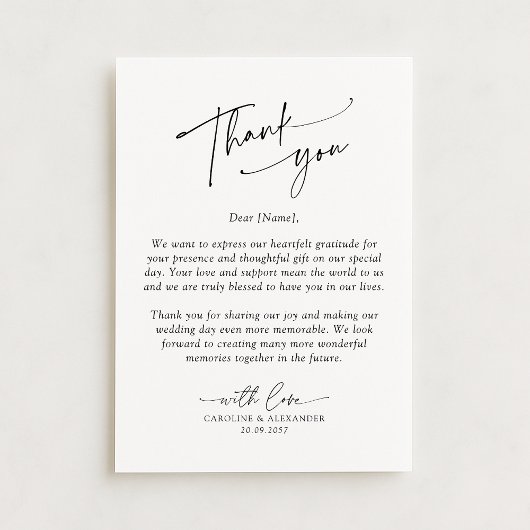Elegant, modern typography wedding thank you  dankeskarte