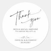Elegant, modern typography wedding thank you runder aufkleber (Vorderseite)