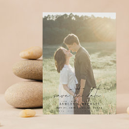 Elegant Modern Vellum Overlay 2 Foto Wedding Save The Date