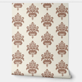 Elegant Modern Vintag Mocha Brown Ivory Damask Tapete