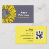 Elegant Modern Vintage Sunflower  Visitenkarte (Vorne/Hinten)