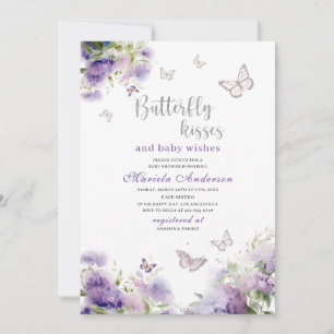 Elegant Modern Watercolor Butterfly kisses Baby S Einladung