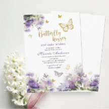 Elegant Modern Watercolor Butterfly kisses Baby S