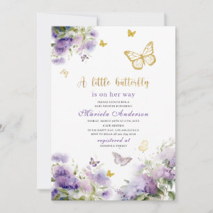 Elegant Modern Watercolor Butterfly kisses Baby S Einladung