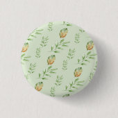 Elegant Modern Watercolor Leaves Pattern GREEN  Button (Vorderseite)