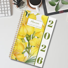 Elegant Modern Watercolor Yellow Floral Planer