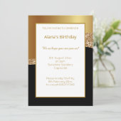 ELEGANT MODERN WAVE WHVE GOLD CLASSIC EINLADUNG (Stehend Vorderseite)