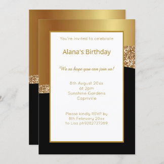 ELEGANT MODERN WAVE WHVE GOLD CLASSIC EINLADUNG