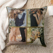 Elegant Modern Wedding 4 Photo golden frame Kissen (Decke)