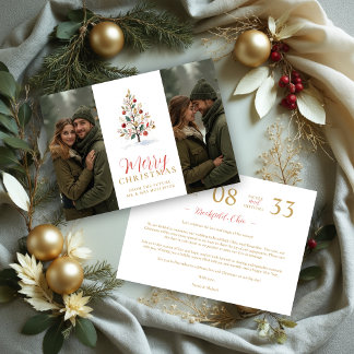 Elegant Modern Wedding Christmas Tree 2-Photos Save The Date