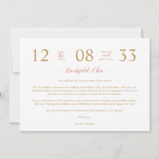 Elegant Modern Wedding Christmas Tree 2-Photos Save The Date (Rückseite)
