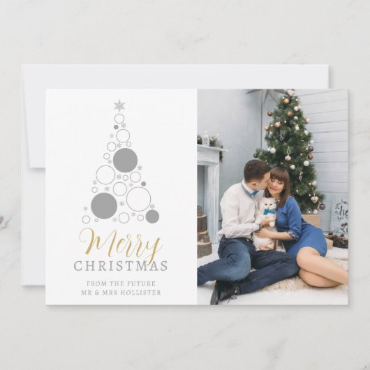 Elegant Modern Wedding Christmas Tree Save The Date (Vorderseite)