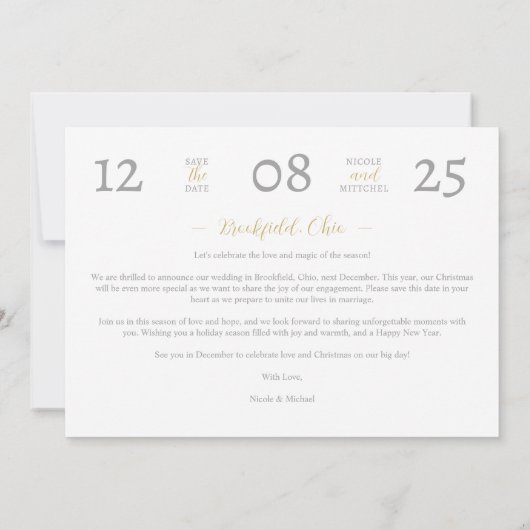Elegant Modern Wedding Christmas Tree Save The Date (Rückseite)