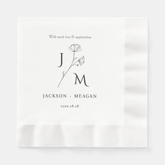 Elegant Modern Wedding Luncheon Paper Napkin Serviette (Vorderseite)