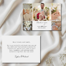 Elegant Modern Wedding Photo Collage ThankYou Card Dankeskarte