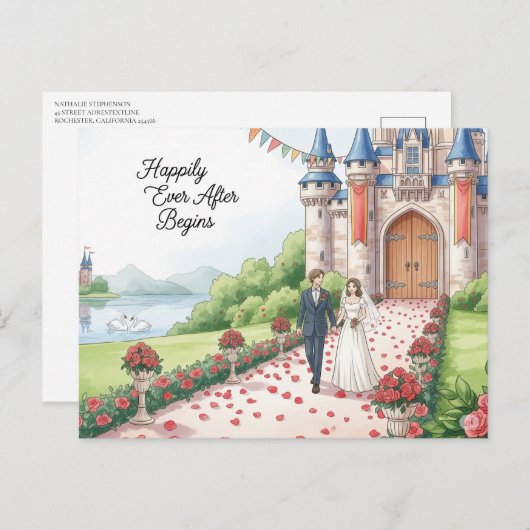 Elegant modern wedding Save The Date postcard Postkarte (Vorne/Hinten)