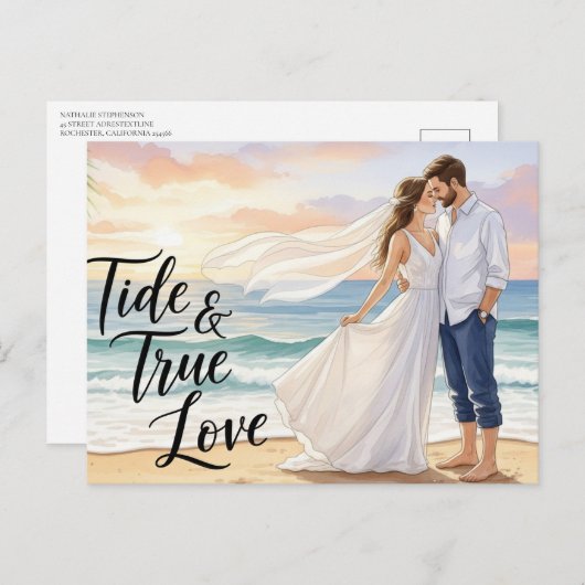 Elegant modern wedding Save The Date postcard Postkarte (Vorne/Hinten)