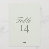 Elegant Modern Wedding Table Number Card Einladung (Rückseite)