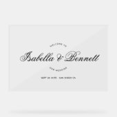 Elegant Modern Wedding Welcome Script Calligraphy Acrylschild (Vorderseite)