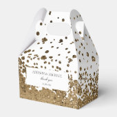Elegant Modern  Weiß-Gold Splatter Hochzeit Geschenkschachtel (Rückseite)