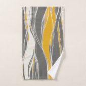 Elegant, modern, Wellen, Linien, hellgrau, gelb Badhandtuch Set (Handtuch)