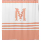 Elegant Modern  Whit& Peach Initial Monogram Duschvorhang (Vorderseite)