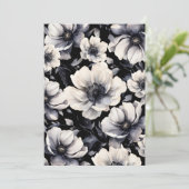 Elegant Modern White Black Floral Wedding Einladung (Stehend Vorderseite)