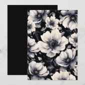 Elegant Modern White Black Floral Wedding Einladung (Vorne/Hinten)