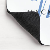 Elegant Modern White Blue Script Monogram Mousepad (Ecke)