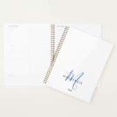 Elegant Modern White Blue Script Monogram Planer (Anzeige)