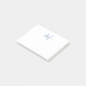 Elegant Modern White Blue Script Monogram Post-it Klebezettel (angewinkelt)