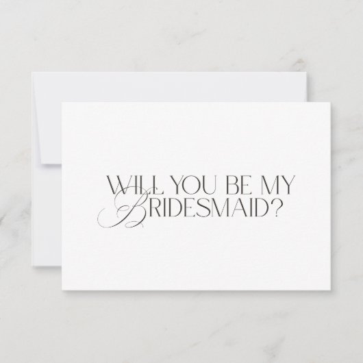 Elegant Modern White Bridesmaid Proposal Card Einladung (Vorderseite)