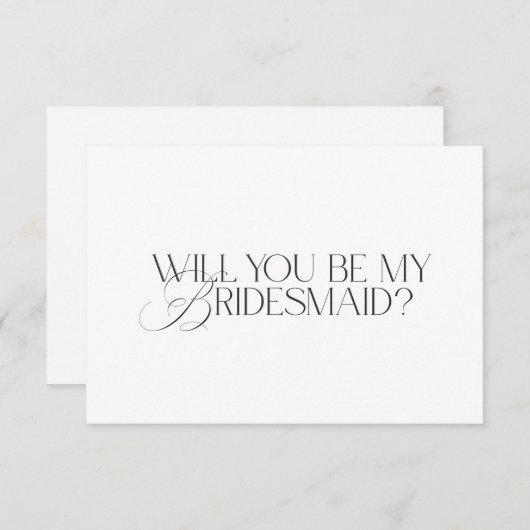 Elegant Modern White Bridesmaid Proposal Card Einladung (Vorne/Hinten)