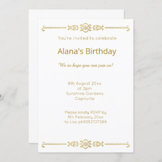 ELEGANT MODERN White GOLD BORD Einladung