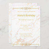 ELEGANT MODERN WHITE GOLD MARBLE GRENZE EINLADUNG (Vorne/Hinten)